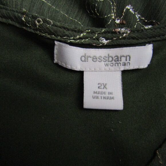 Dressbarn Woman Babydoll Top 2X Green Sheer Floral Embroidered Fairy Y2K Boho - Picture 8 of 13